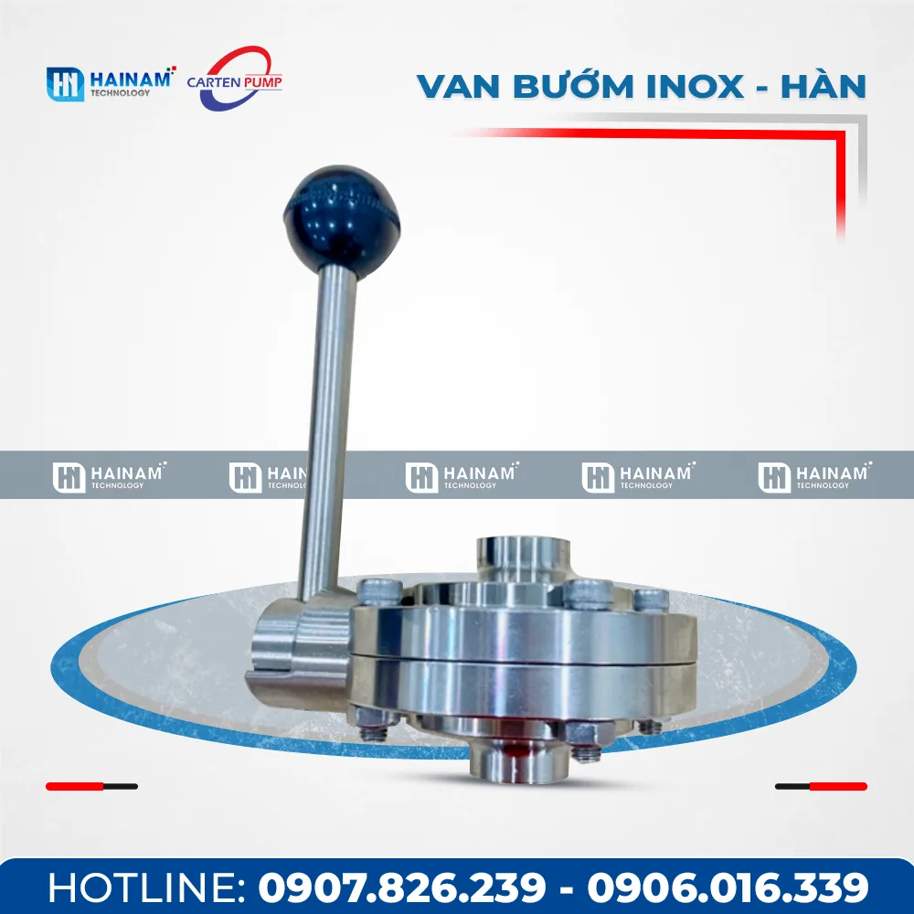 Van bướm hàn Inox vi sinh tiêu chuẩn DIN/SMS