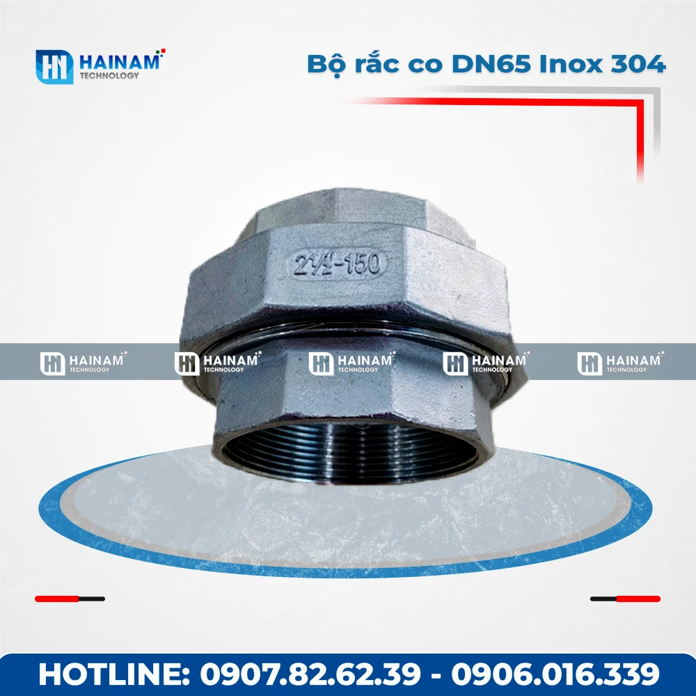 Bộ rắc co DN65 Inox 304 kết nối 2 đầu ren trong
