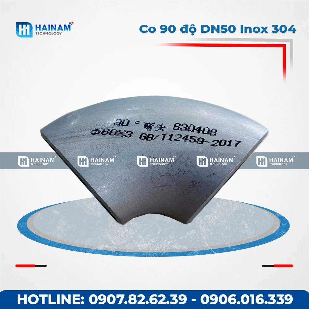 Co 90 độ DN50 Inox 304 kết nối 2 đầu hàn