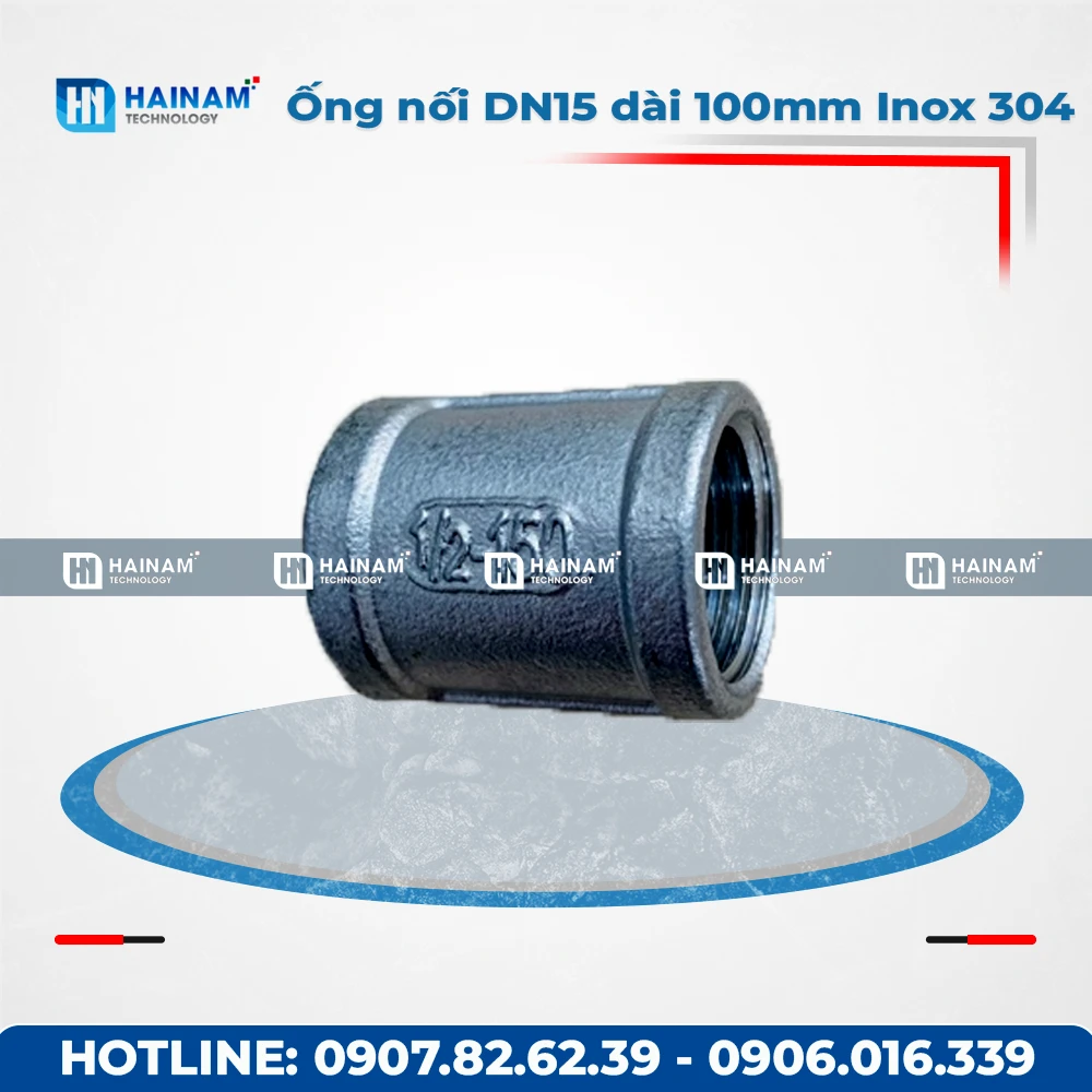 Ống nối DN15 dài 100mm Inox 304 2 đầu ren ngoài