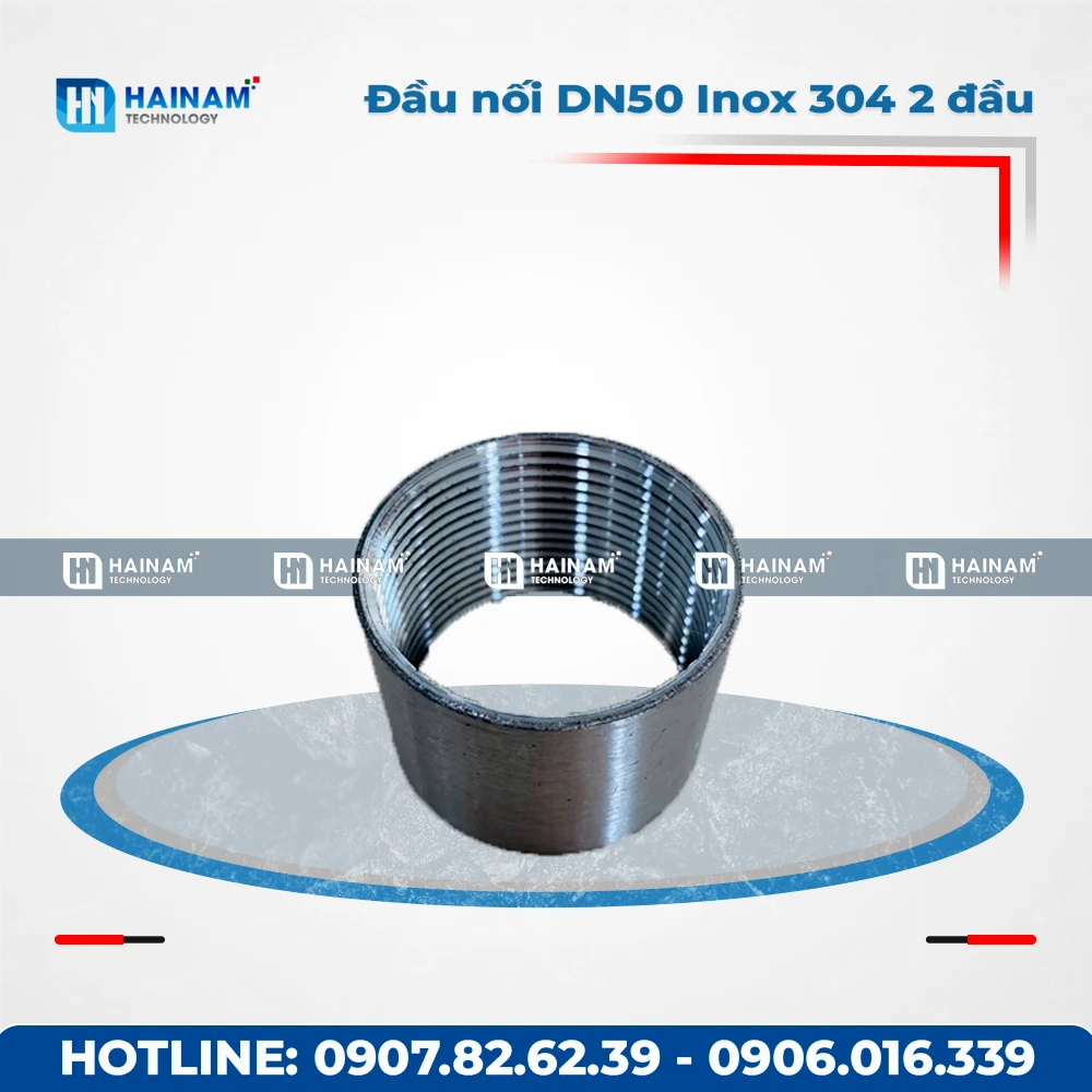 Đầu nối DN50 Inox 304 dạng ống hàn 2 đầu ren trong
