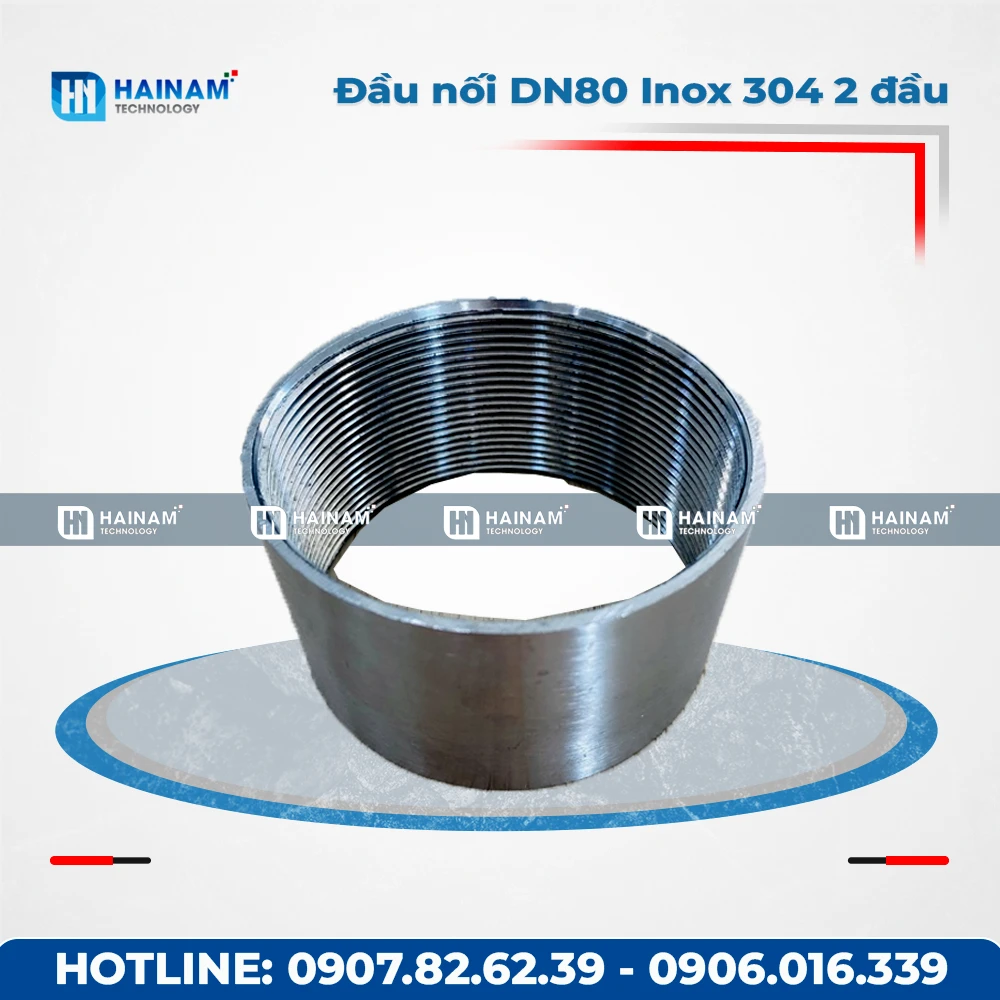Đầu nối DN80 Inox 304 dạng ống hàn 2 đầu ren trong