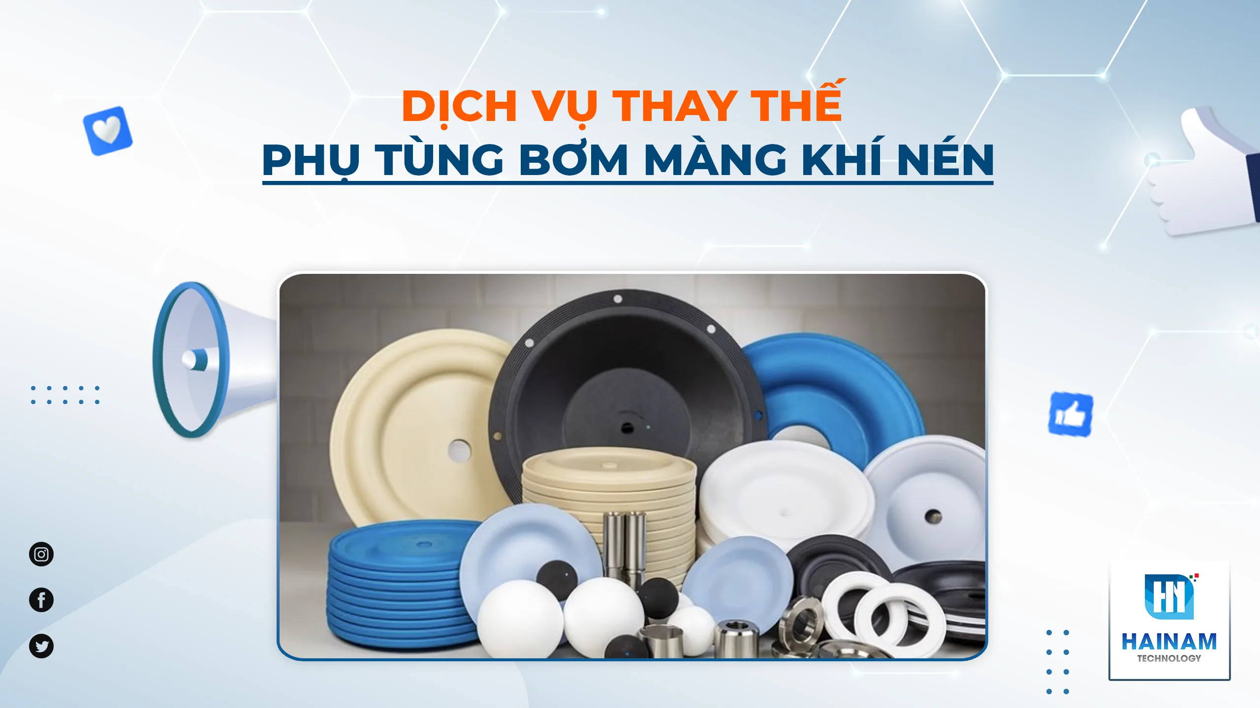 Dịch vụ thay thế phụ tùng bơm màng khí nén chính hãng