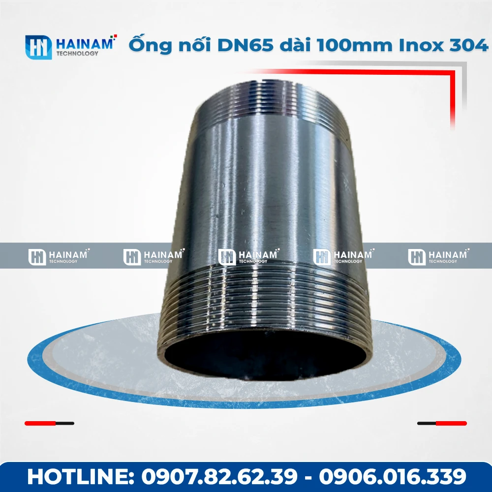 Ống nối DN65 dài 100mm Inox 304 2 đầu ren ngoài