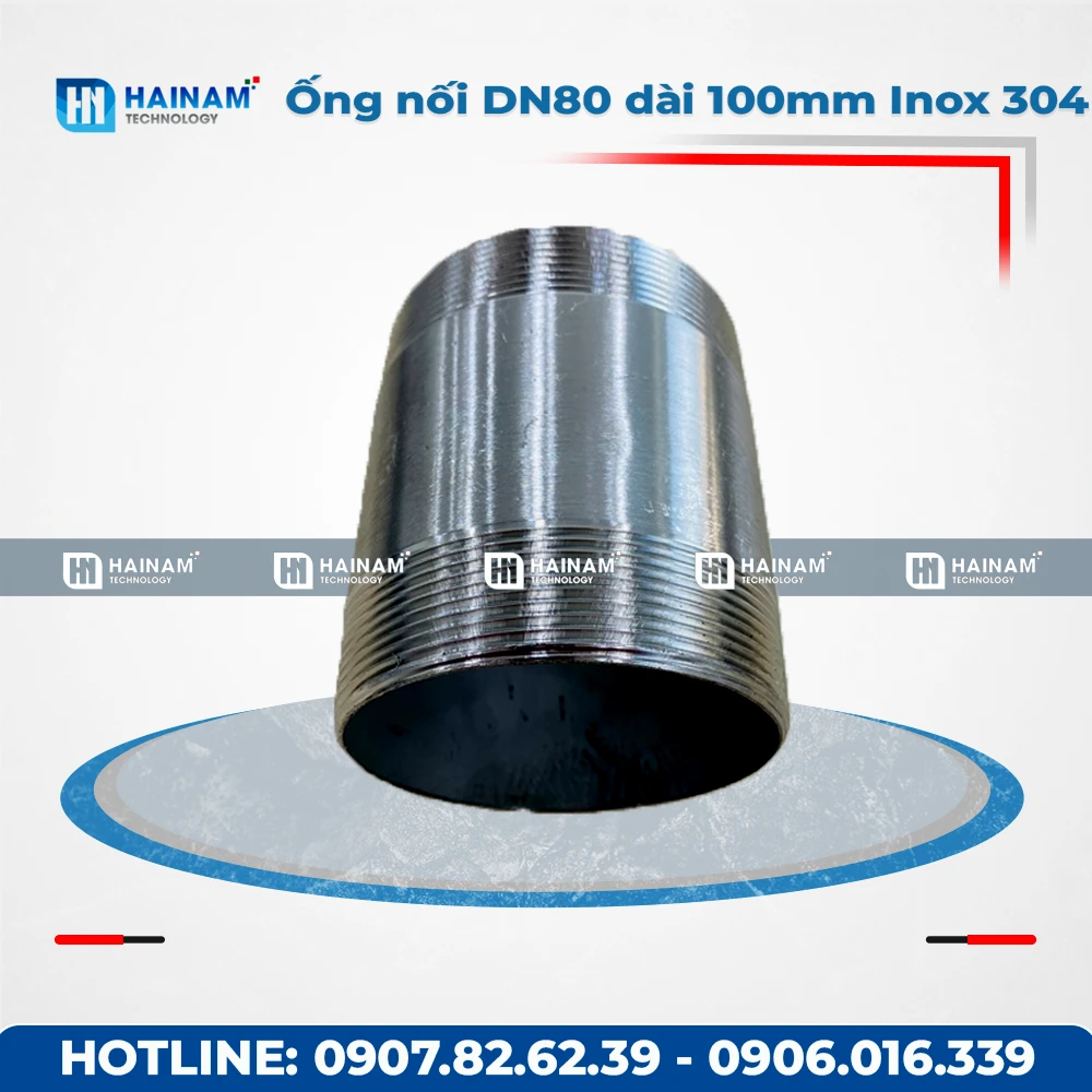 Ống nối DN80 dài 100mm Inox 304 2 đầu ren ngoài