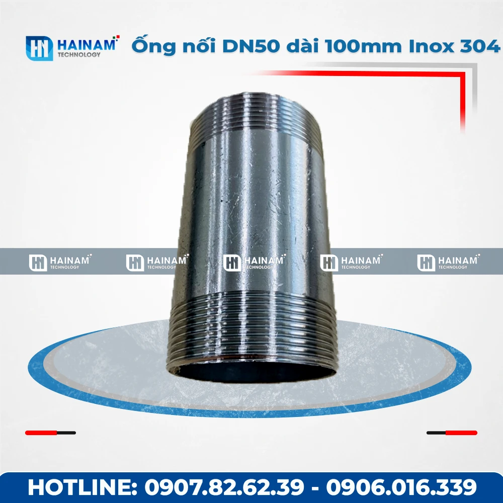 Ống nối DN50 dài 100mm Inox 304 2 đầu ren ngoài