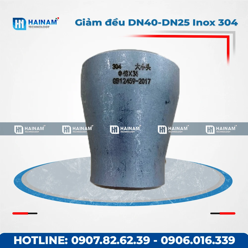Giảm đều DN40-DN25 Inox 304 kết nối 2 đầu hàn
