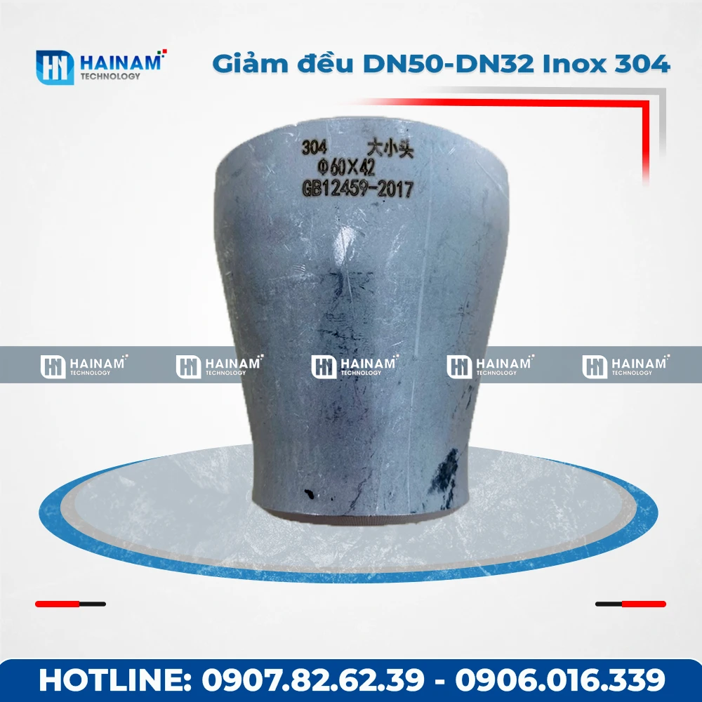 Giảm đều DN50-DN32 Inox 304 kết nối 2 đầu hàn