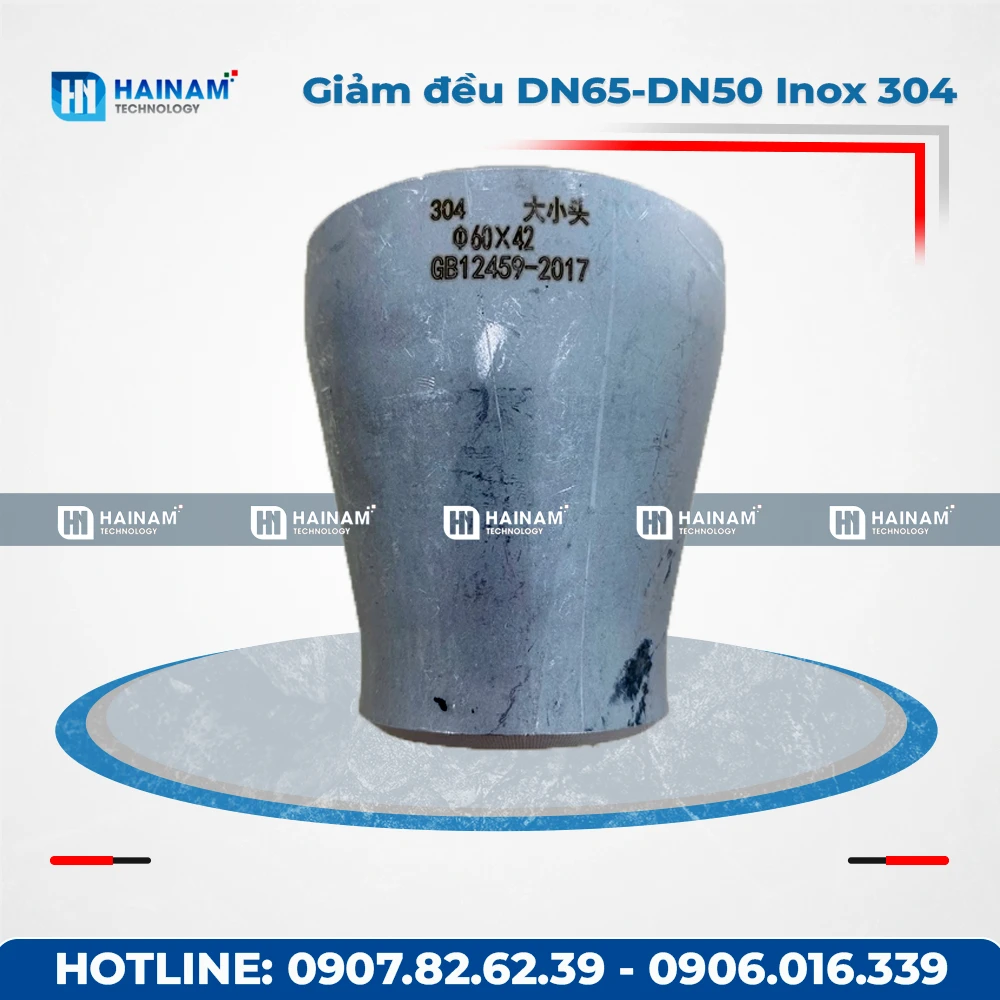 Giảm đều DN65-DN50 Inox 304 kết nối 2 đầu hàn