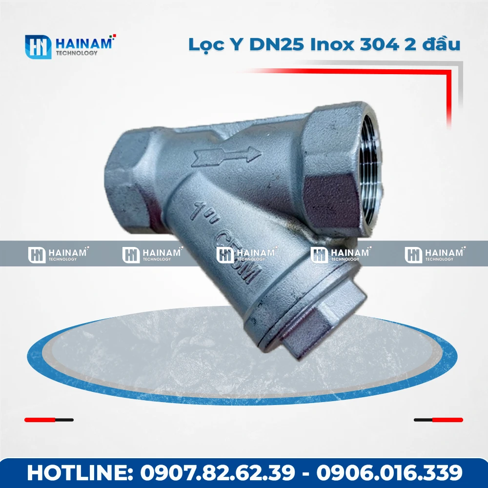 Lọc Y DN25 Inox 304 2 đầu ren trong