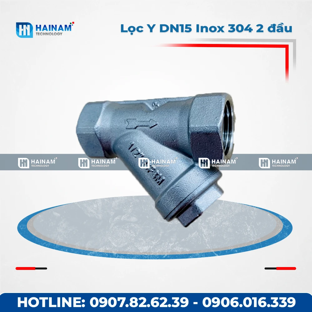 Lọc Y DN15 Inox 304 2 đầu ren trong