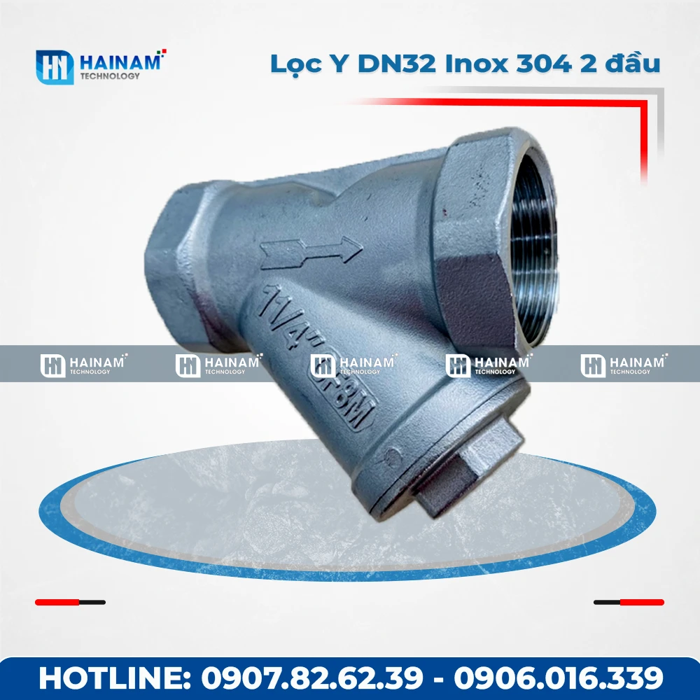 Lọc Y DN32 Inox 304 2 đầu ren trong