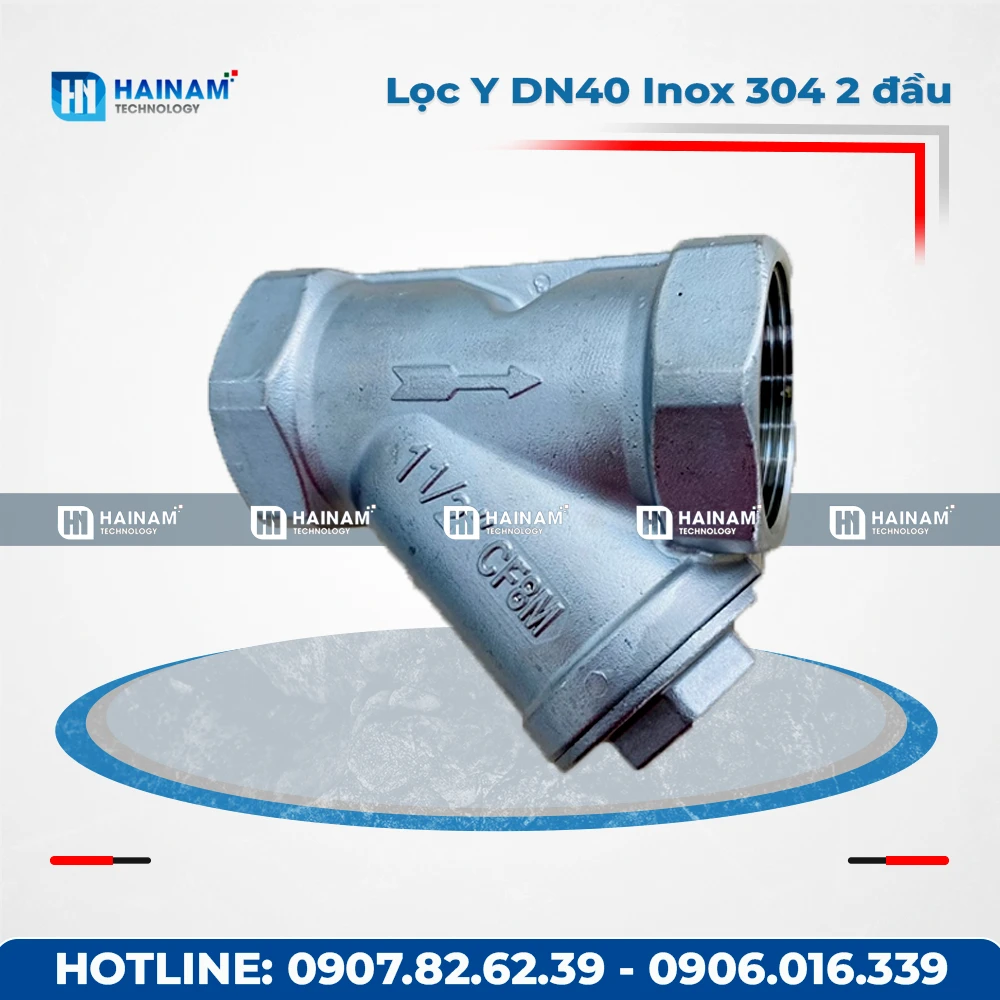 Lọc Y DN40 Inox 304 2 đầu ren trong