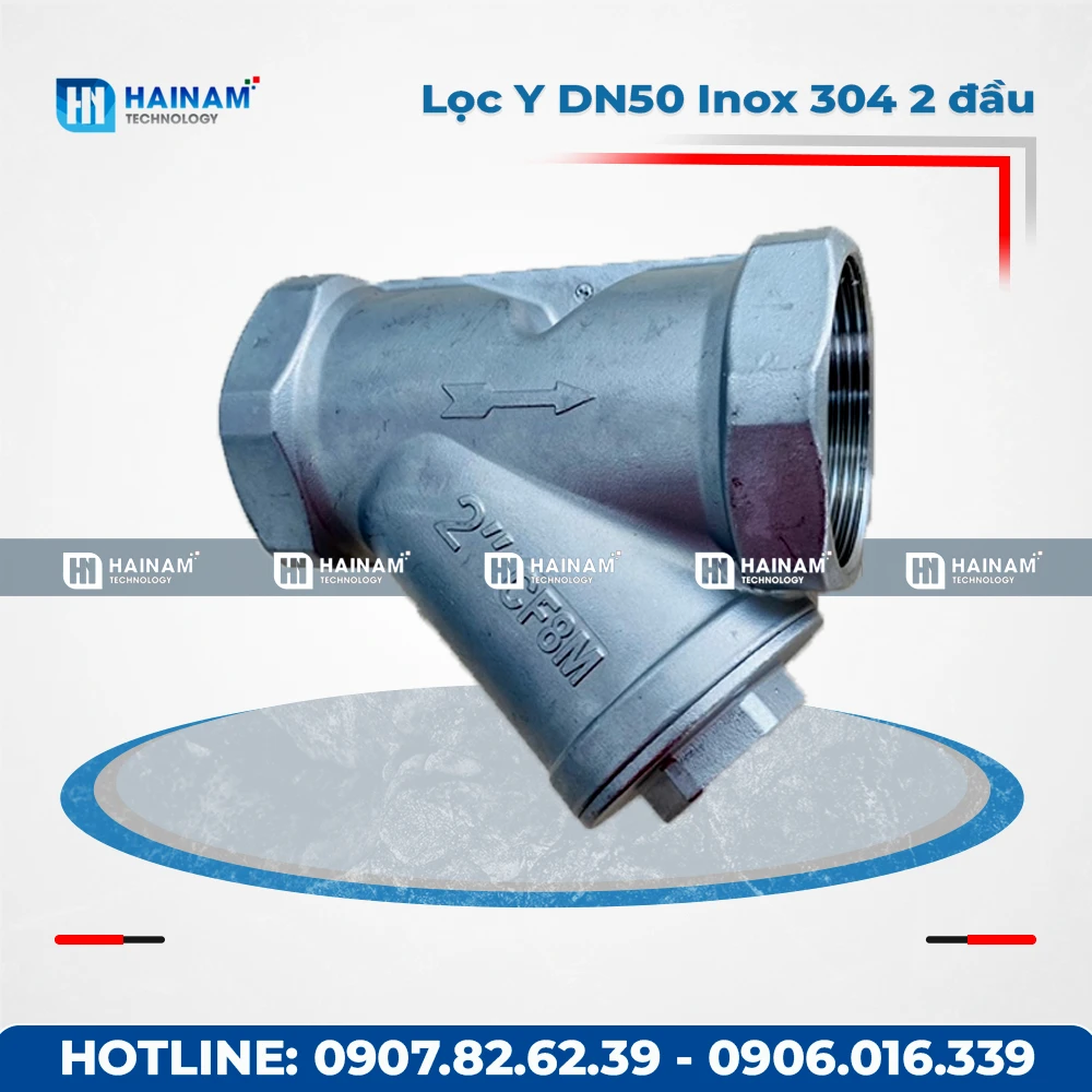 Lọc Y DN50 Inox 304 2 đầu ren trong