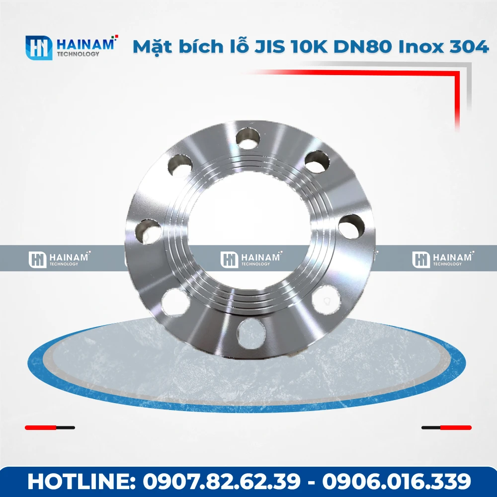 Mặt bích lỗ JIS 10K DN80 Inox 304
