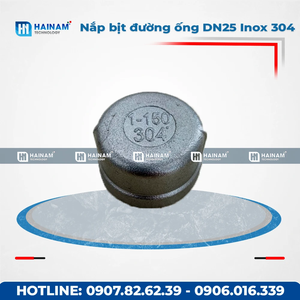 Nắp bịt đường ống DN25 Inox 304 ren trong