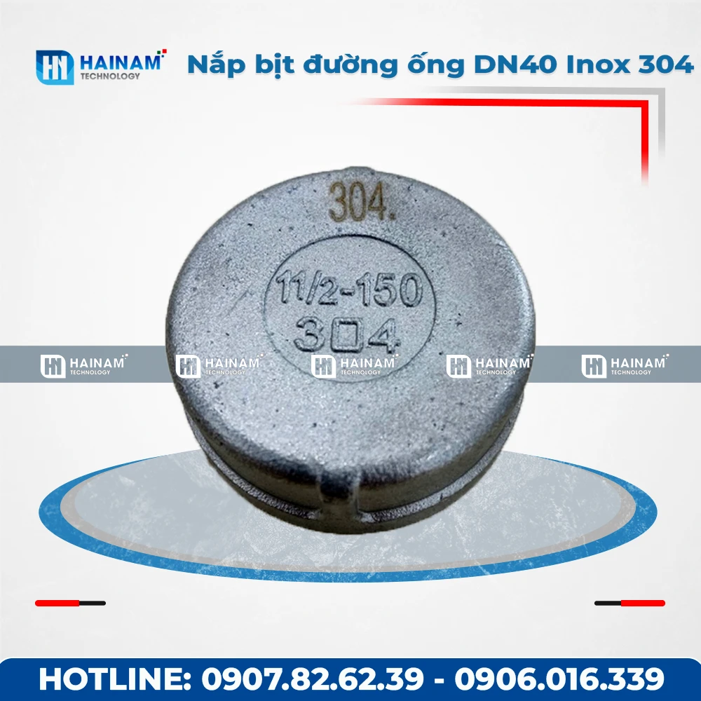 Nắp bịt đường ống DN40 Inox 304 ren trong