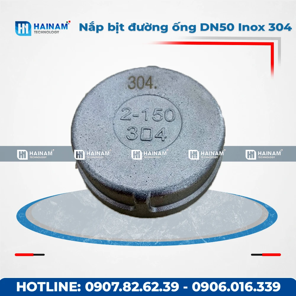 Nắp bịt đường ống DN50 Inox 304 ren trong