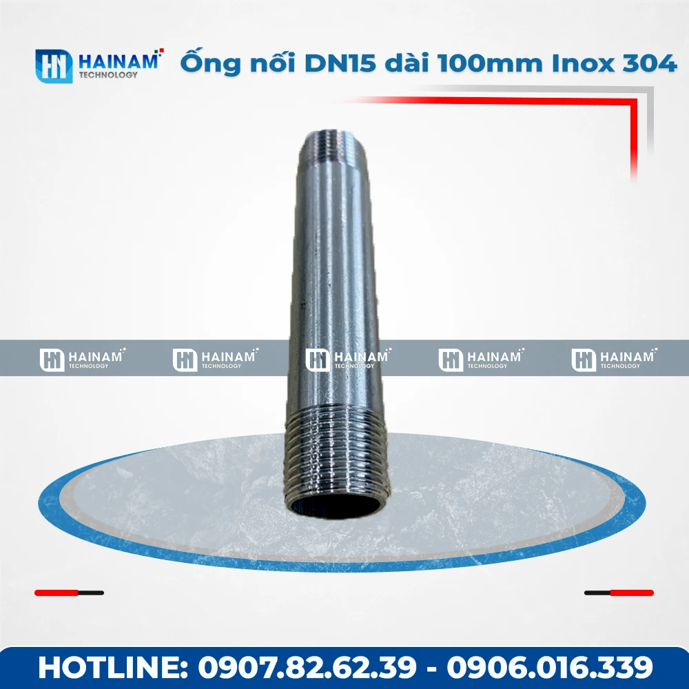 Ống nối DN15 dài 100mm Inox 304 2 đầu ren ngoài