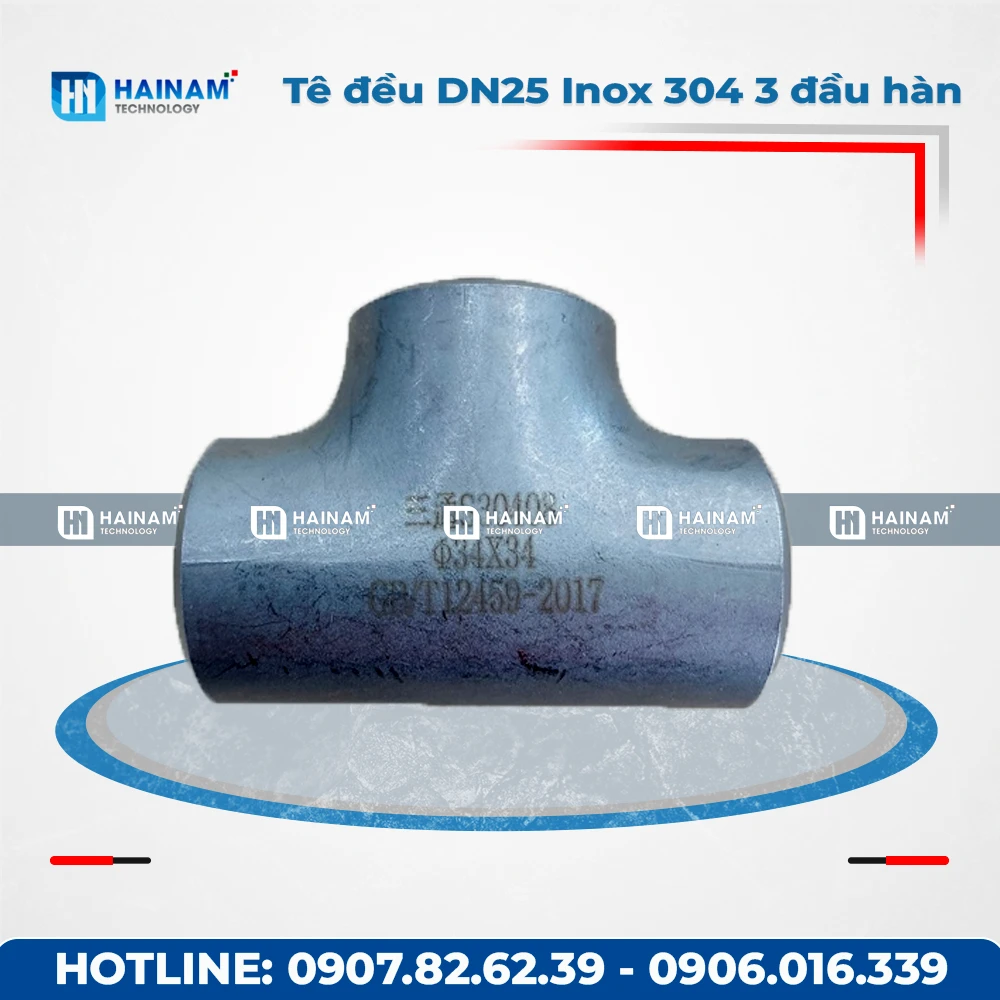 Tê đều DN25 Inox 304 Kết nối 3 đầu hàn