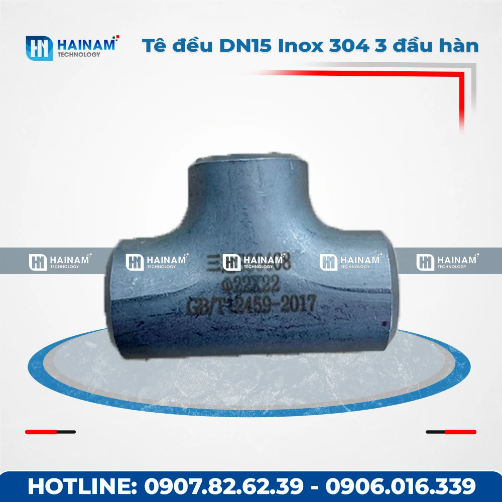Tê đều DN15 Inox 304 Kết nối 3 đầu hàn