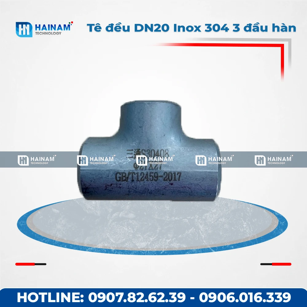Tê đều DN20 Inox 304 Kết nối 3 đầu hàn