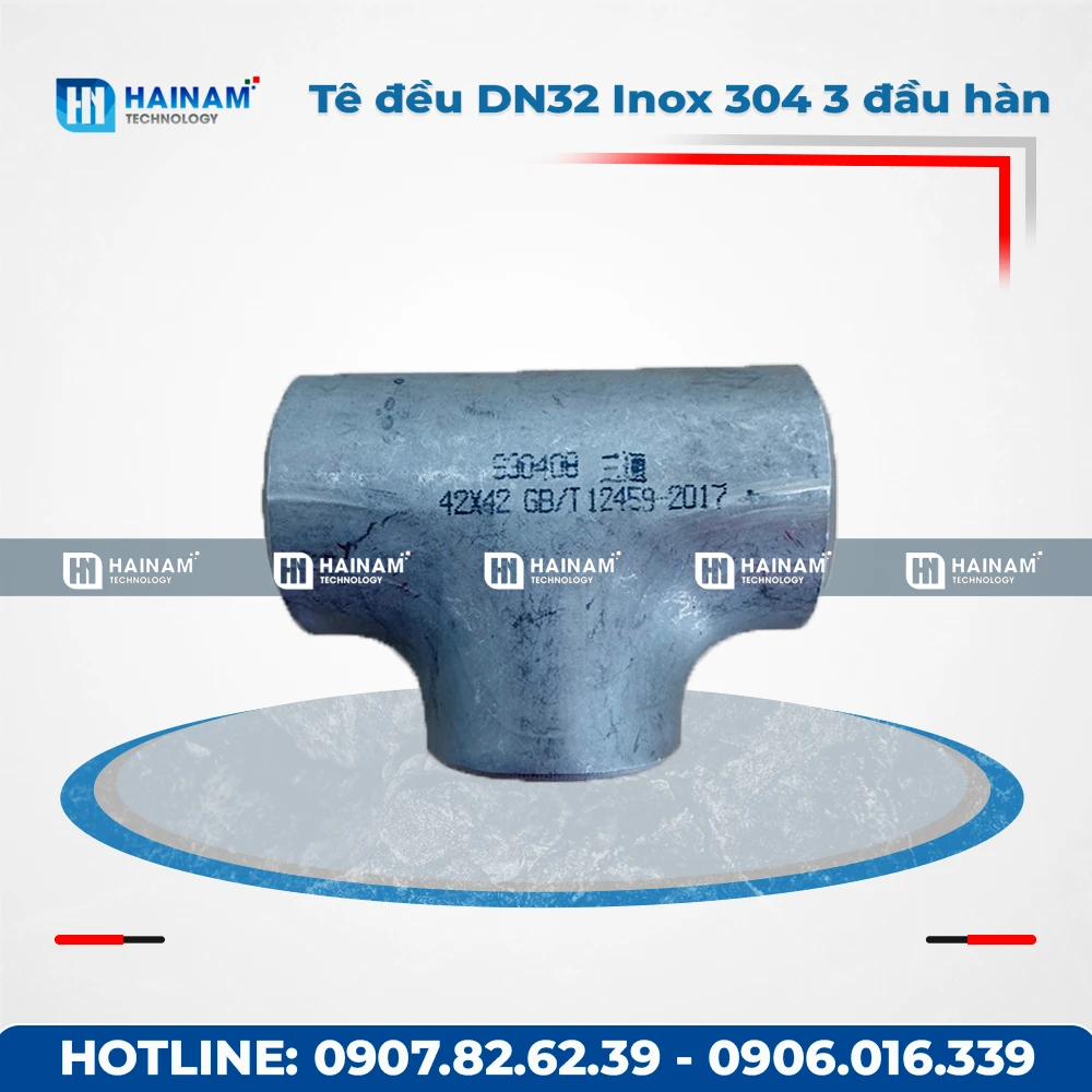 Tê đều DN32 Inox 304 Kết nối 3 đầu hàn