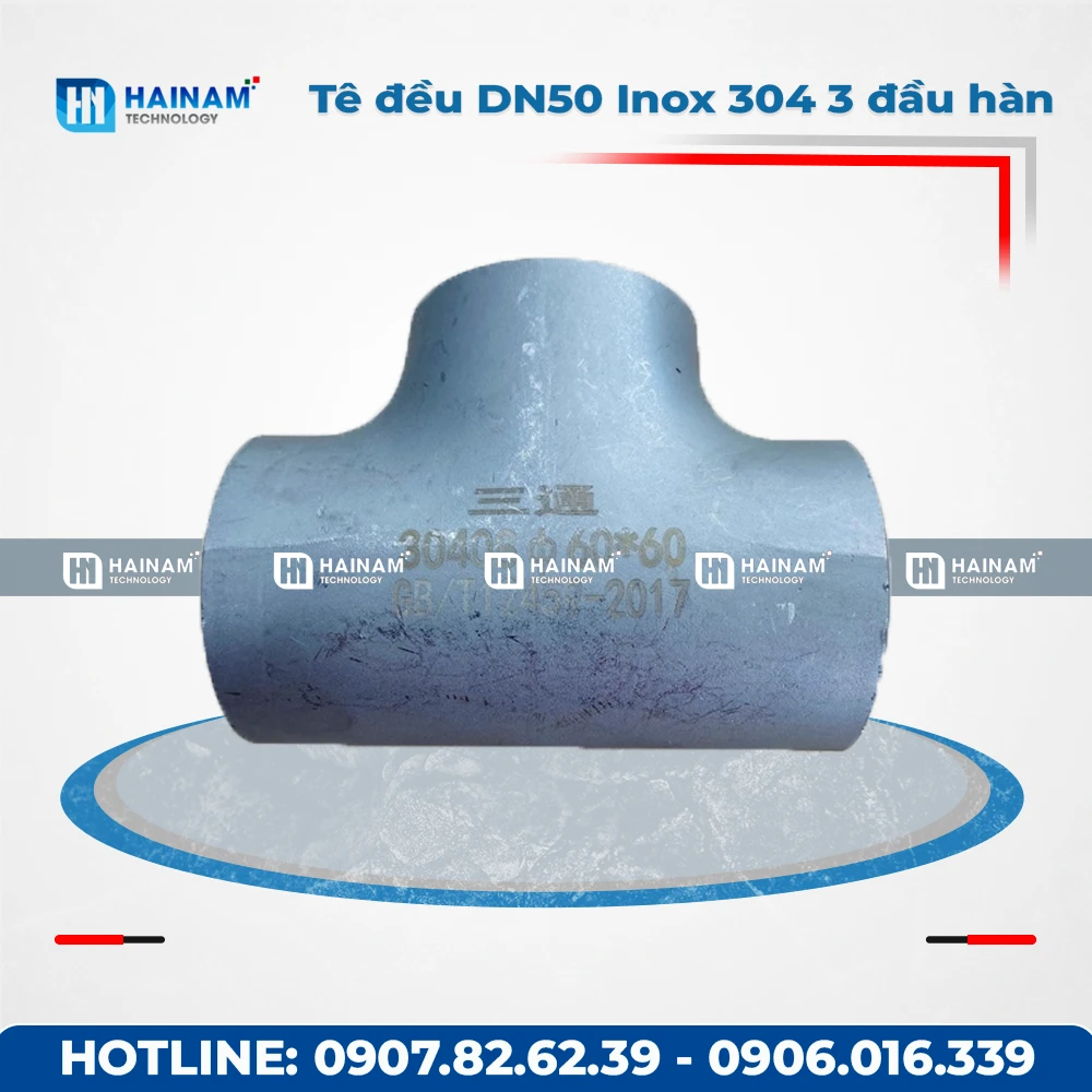 Tê đều DN50 Inox 304 Kết nối 3 đầu hàn