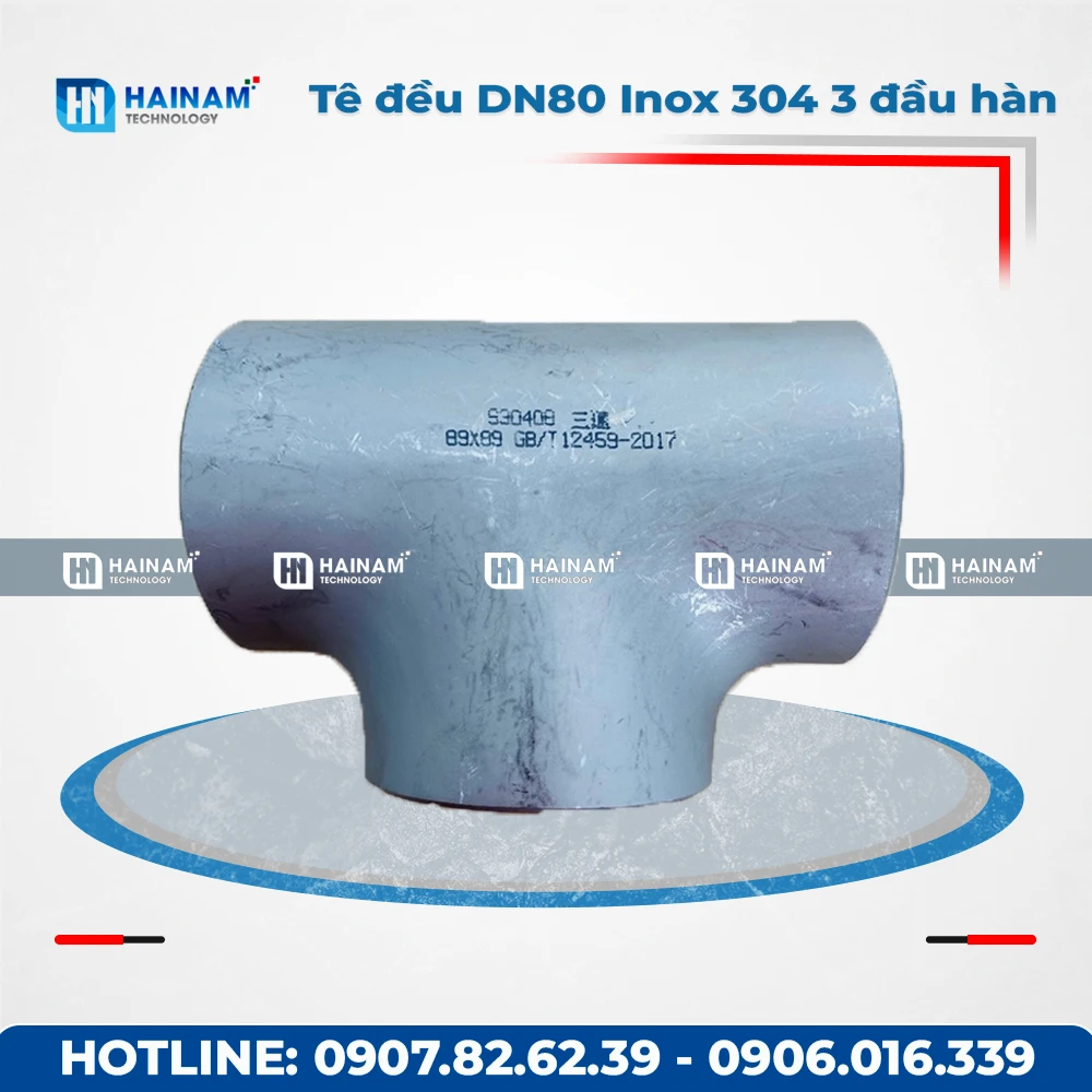 Tê đều DN80 Inox 304 Kết nối 3 đầu hàn