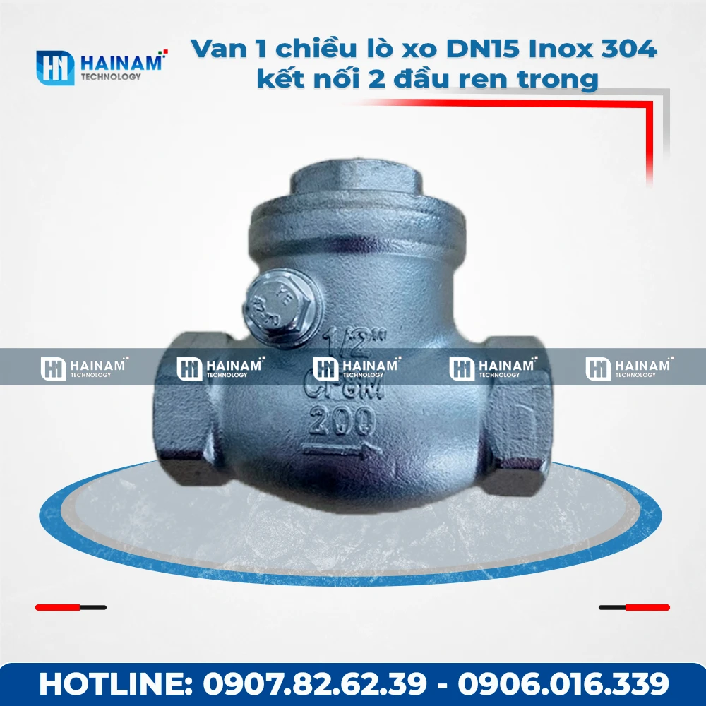 Van 1 chiều lá lật DN15 Inox 304 kết nối 2 đầu ren trong
