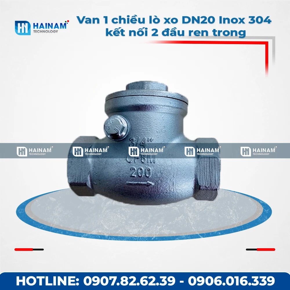 Van 1 chiều lá lật DN20 Inox 304 kết nối 2 đầu ren trong