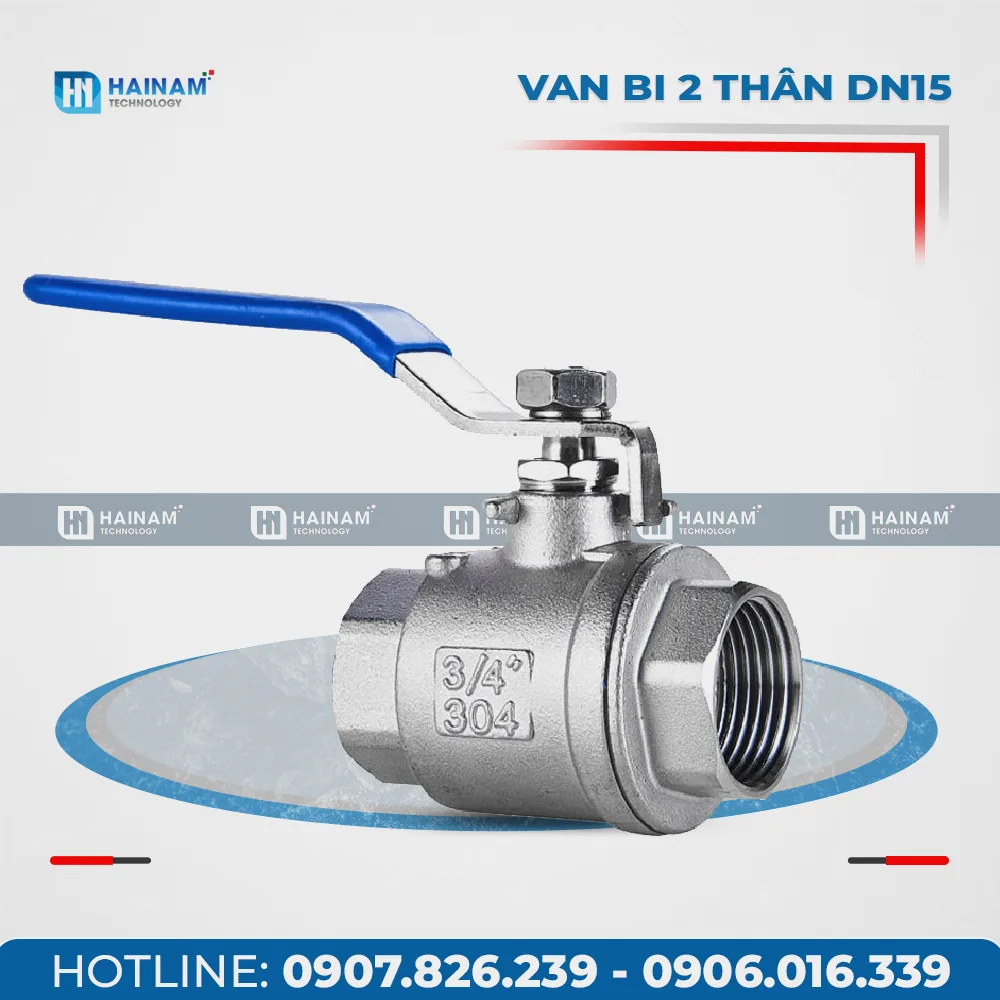 Van bi 2 thân DN15 Inox 304