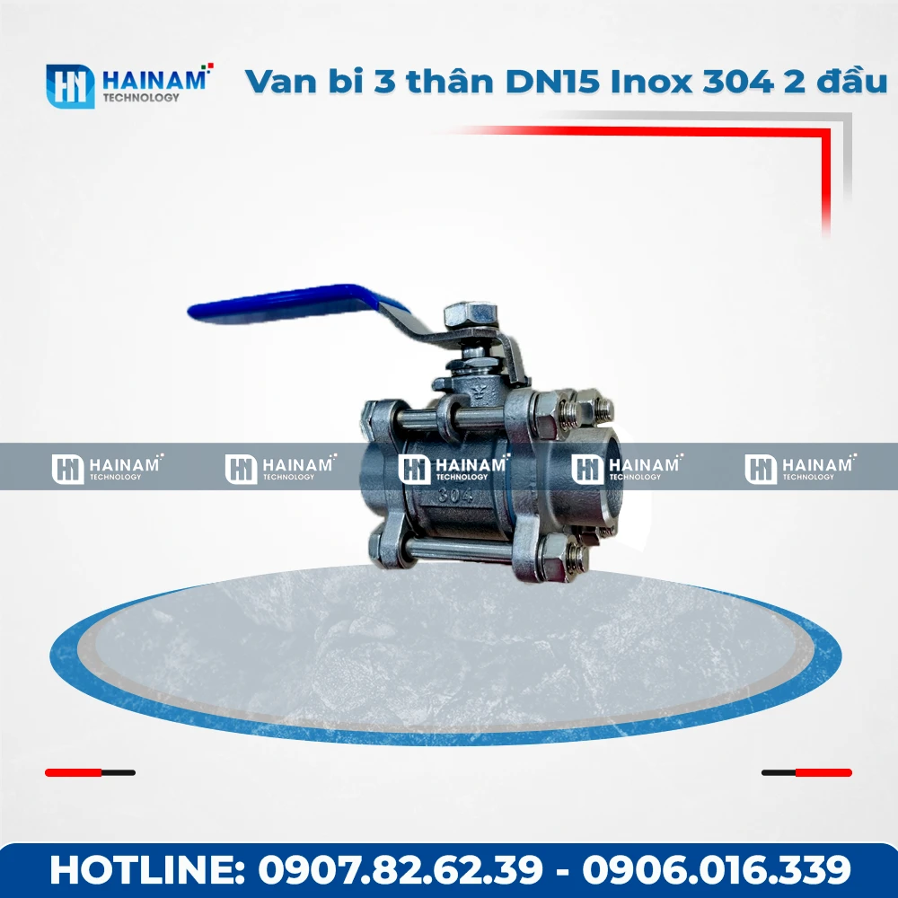 Van bi 3 thân DN15 Inox 304 kết nối 2 đầu hàn