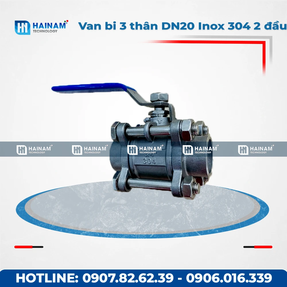 Van bi 3 thân DN20 Inox 304 kết nối 2 đầu hàn