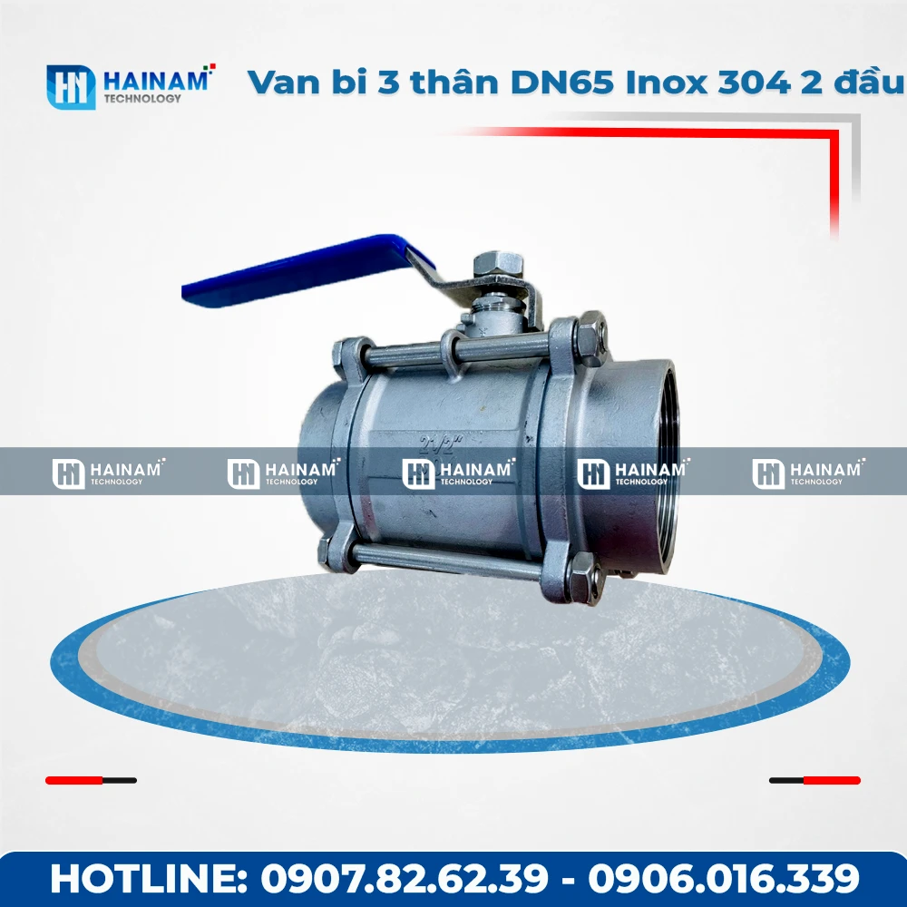 Van bi 3 thân DN65 Inox 304 kết nối 2 đầu hàn