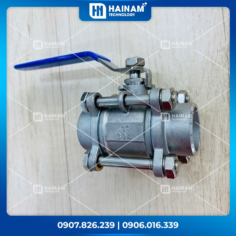 Van Bi Công Nghiệp 3 Thân DN25 Inox 304 kết nối 2 đầu hàn