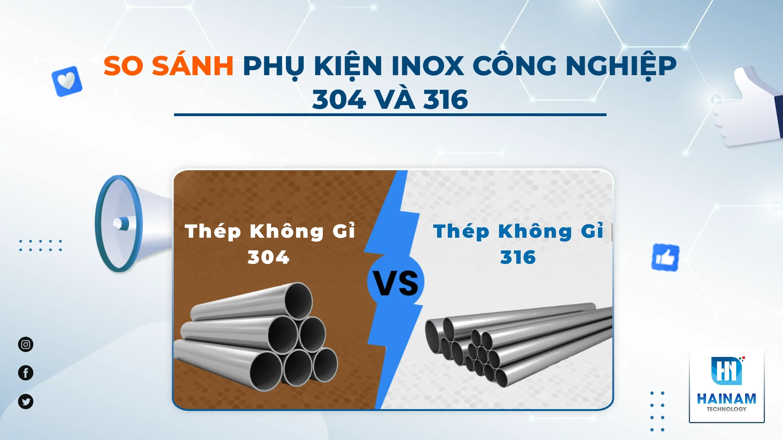 so sánh phụ kiện inox công nghiệp 304 316