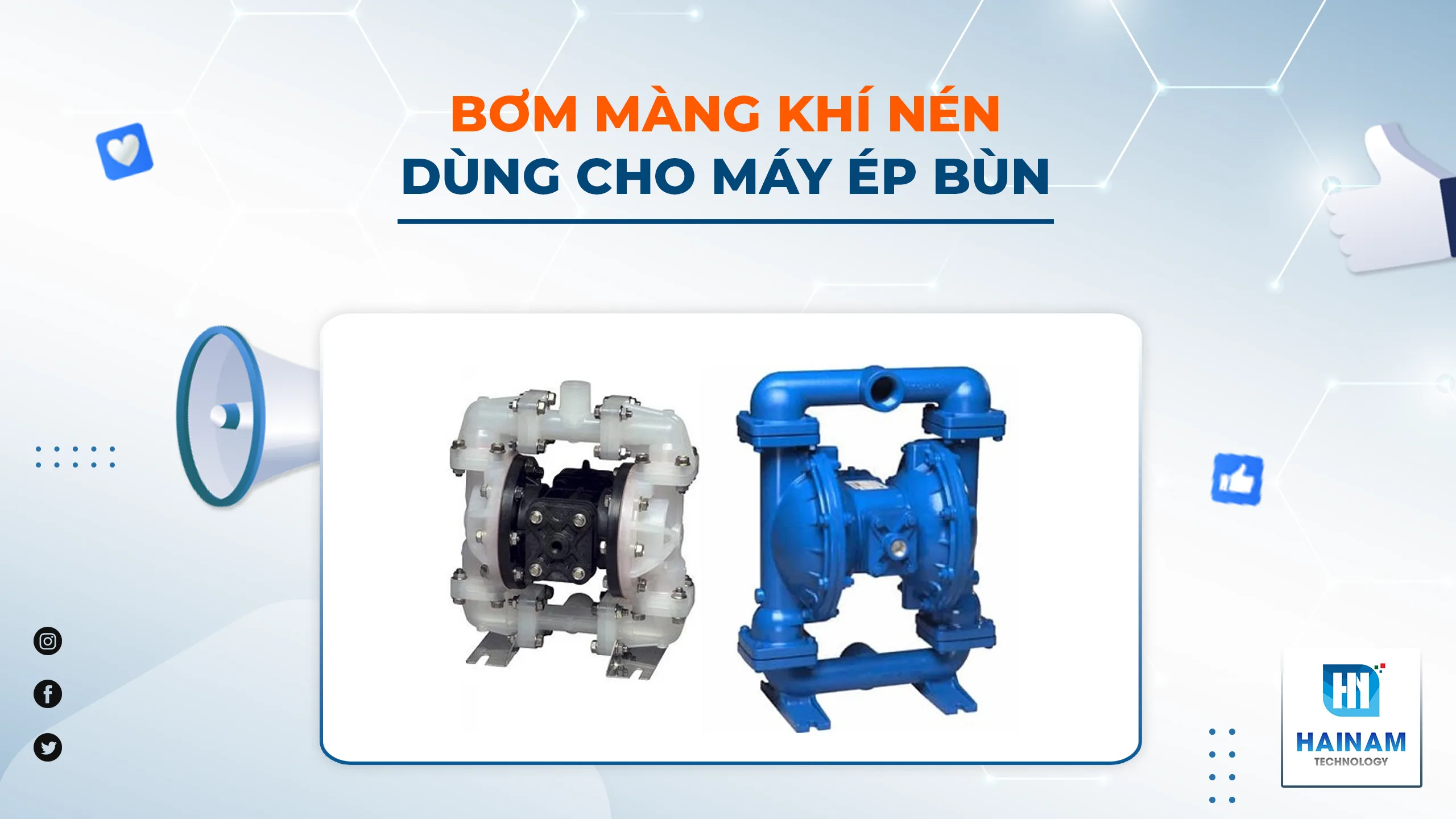 Bơm màng khí nén cho máy ép bùn khung bản