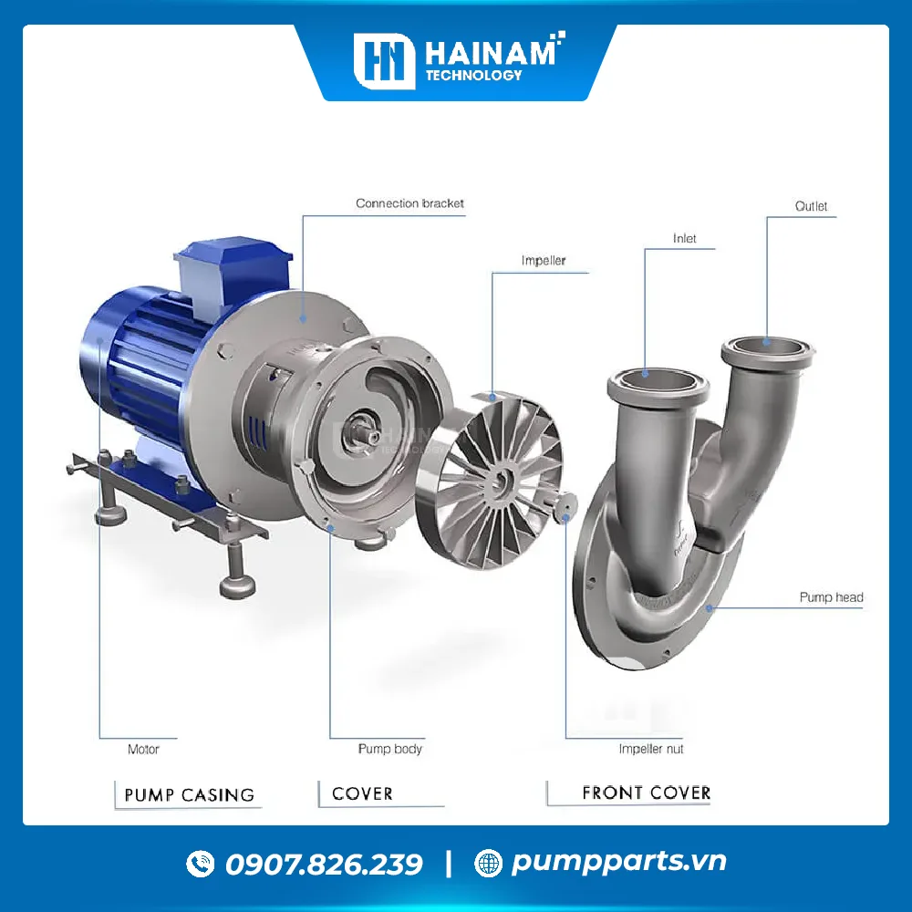cấu tạo bơm ly tâm tự mồi cip