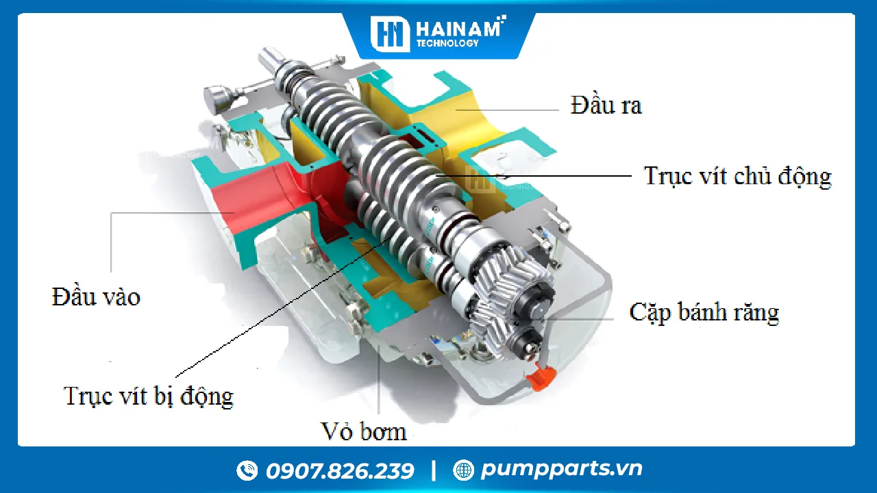 cấu tạo của bơm trục vít