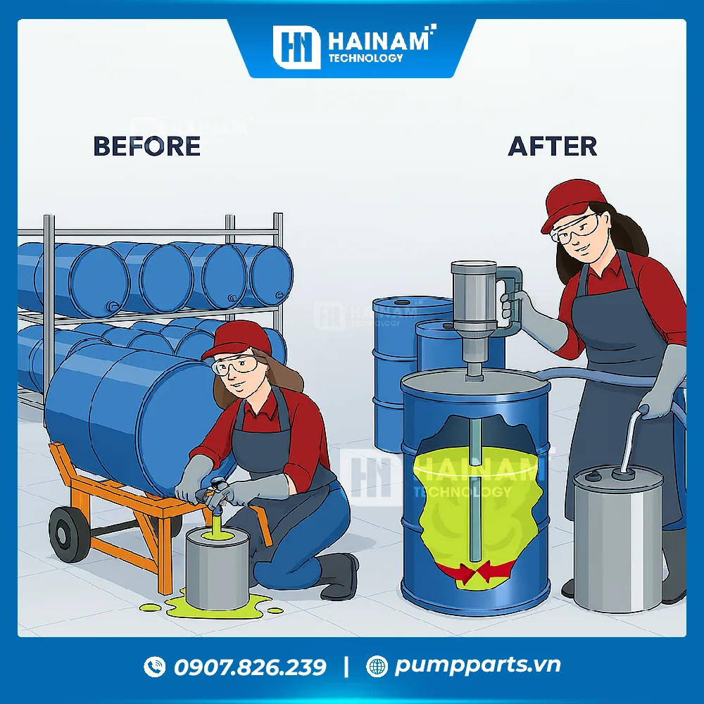 lợi ích khi sử dụng bơm hóa chất thùng phuy