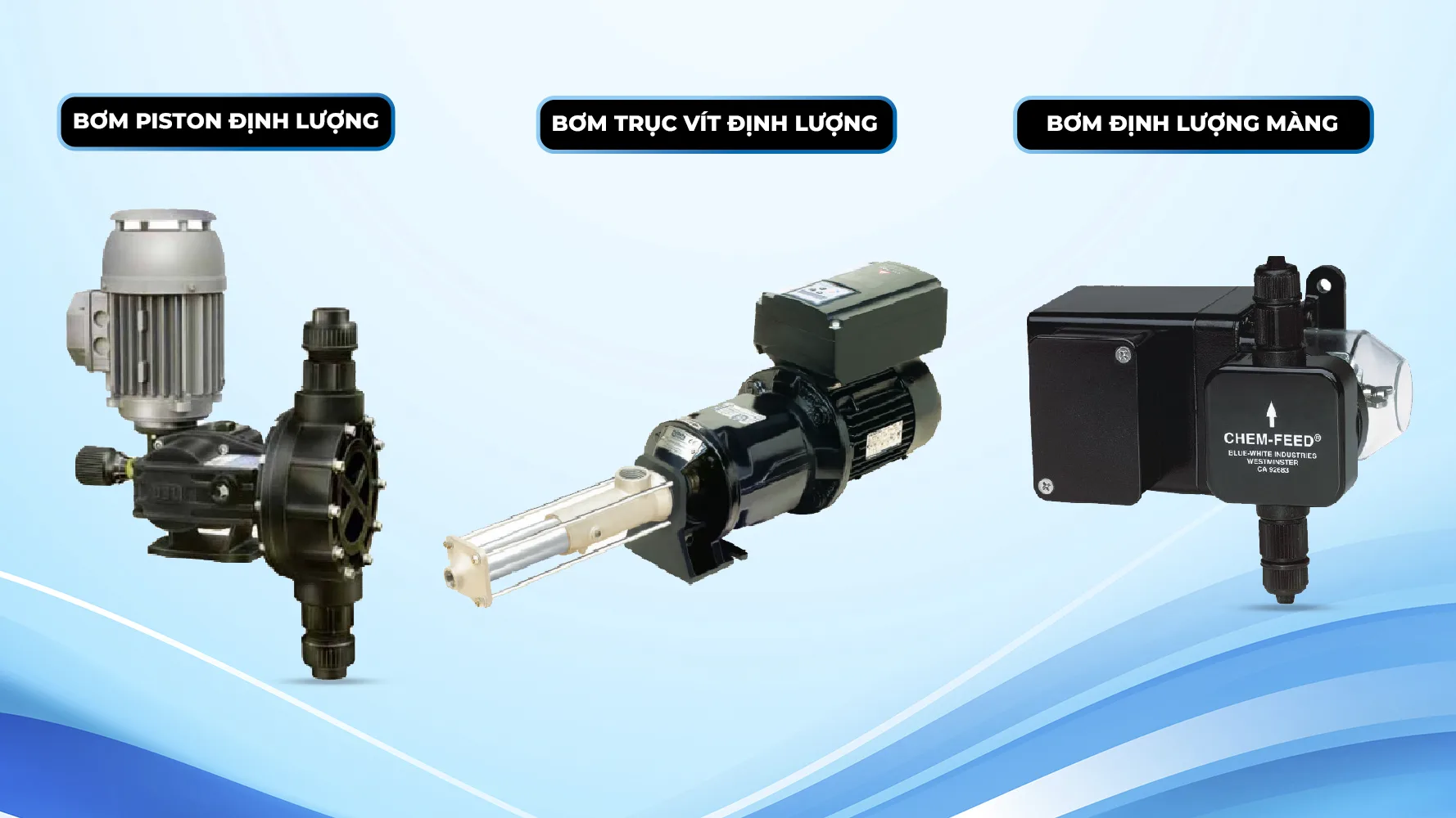 các dòng bơm định lượng hóa chất thường dùng