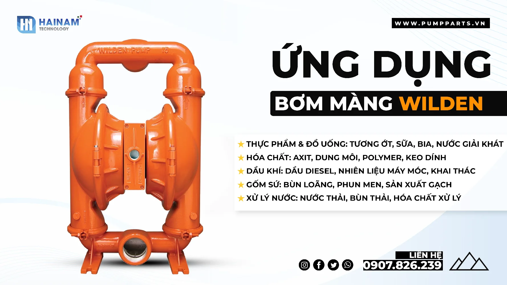 ứng dụng bơm màng wilden