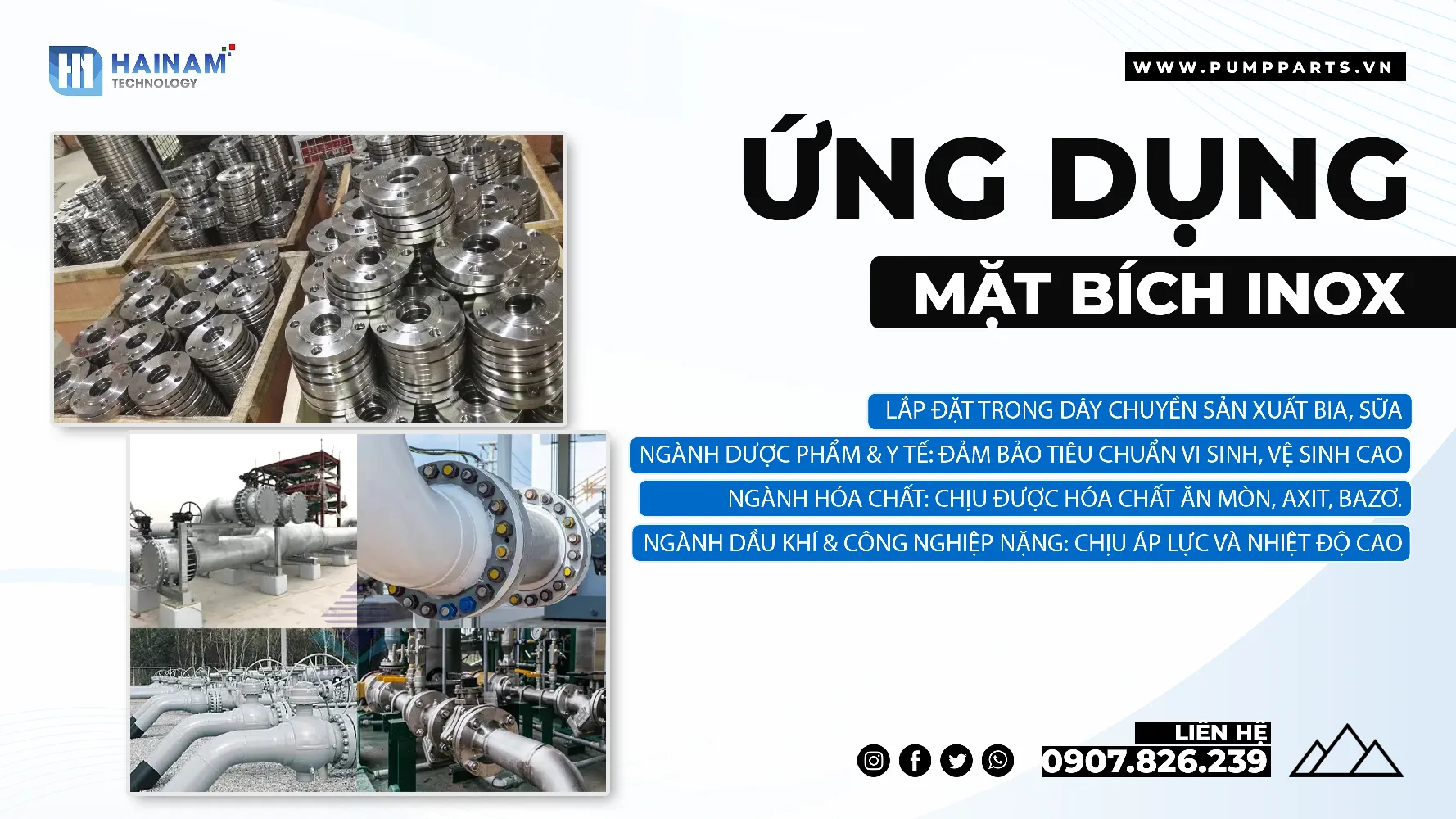 ứng dụng của mặt bích inox