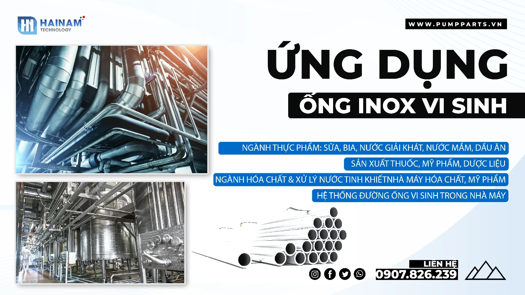 ứng dụng ống inox vi sinh