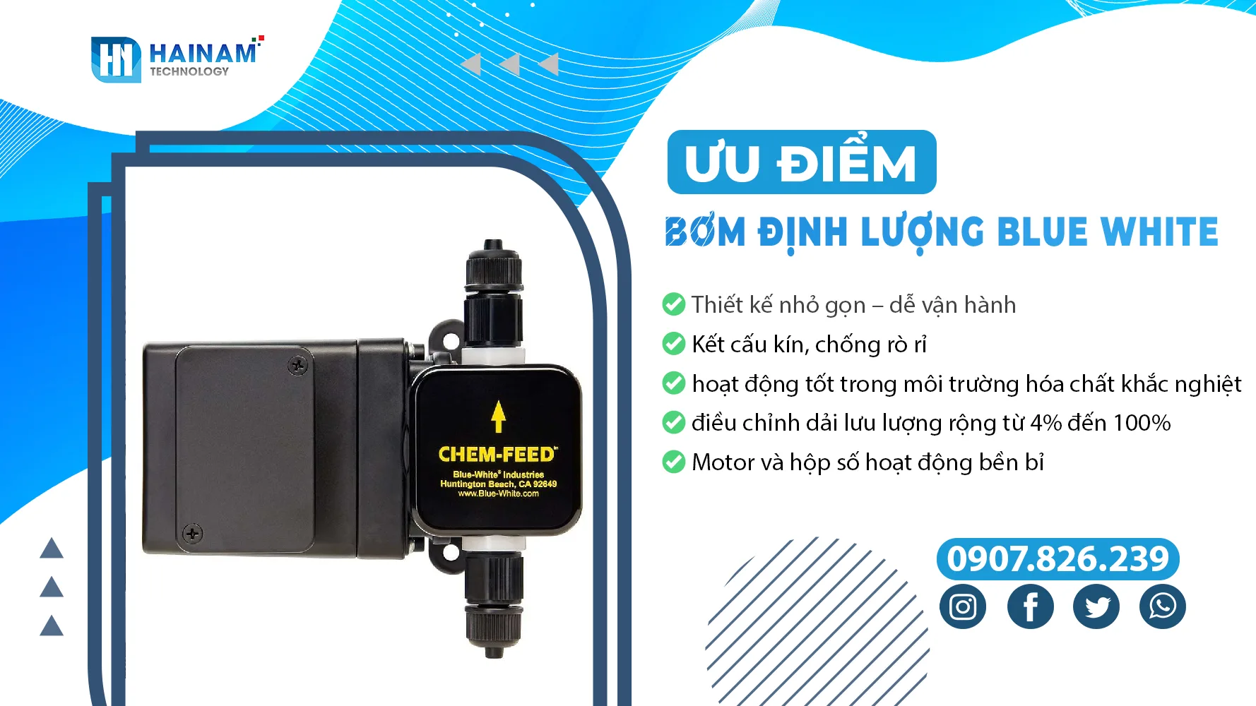 ưu điểm bơm định lượng blue white
