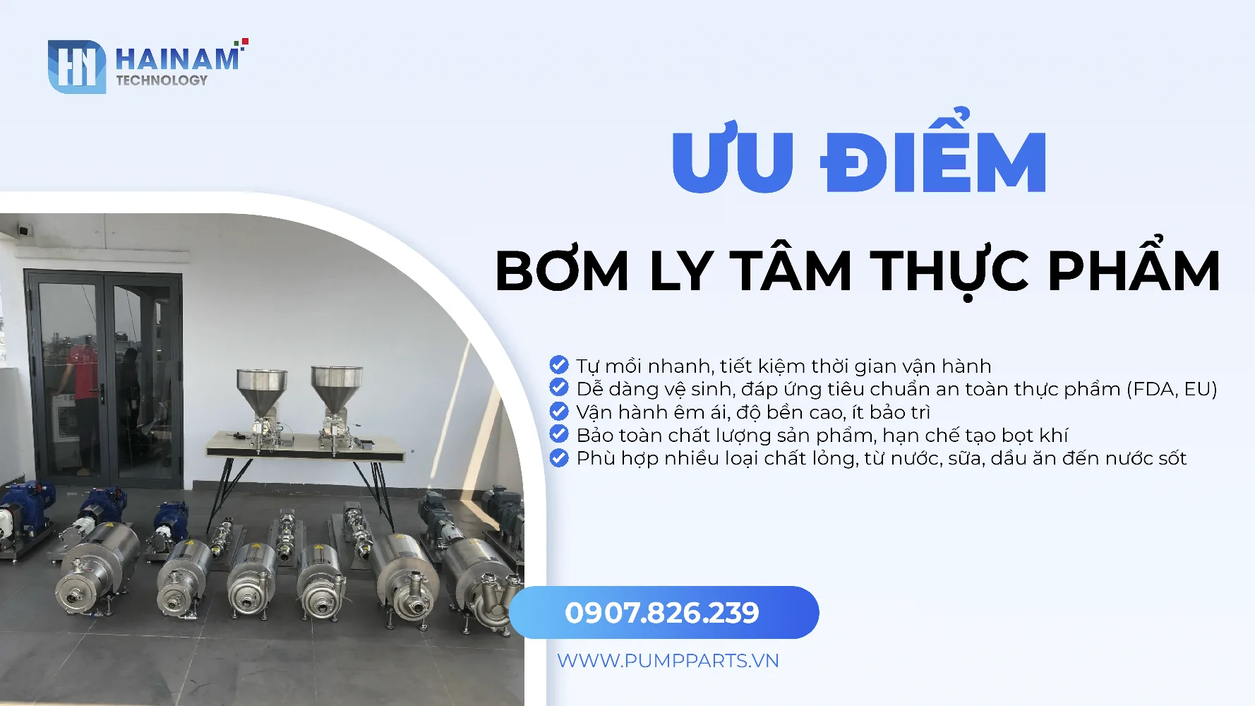 ưu điểm bơm ly tâm thực phẩm