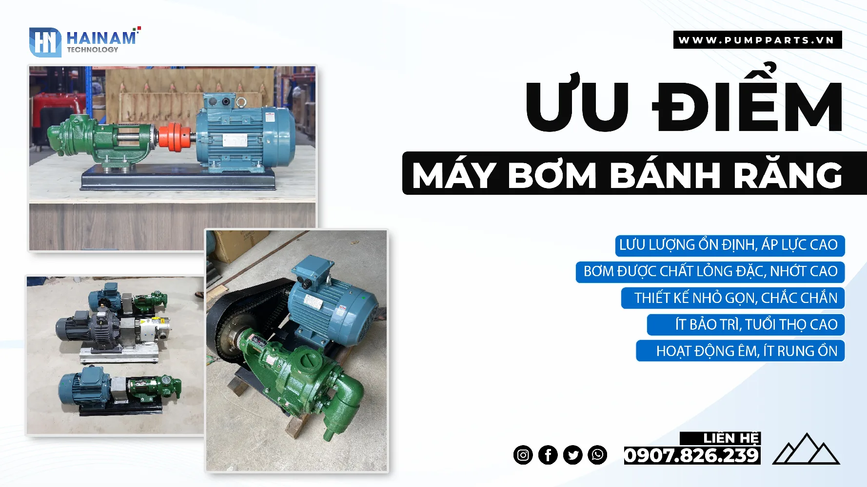 ưu điểm máy bơm bánh răng