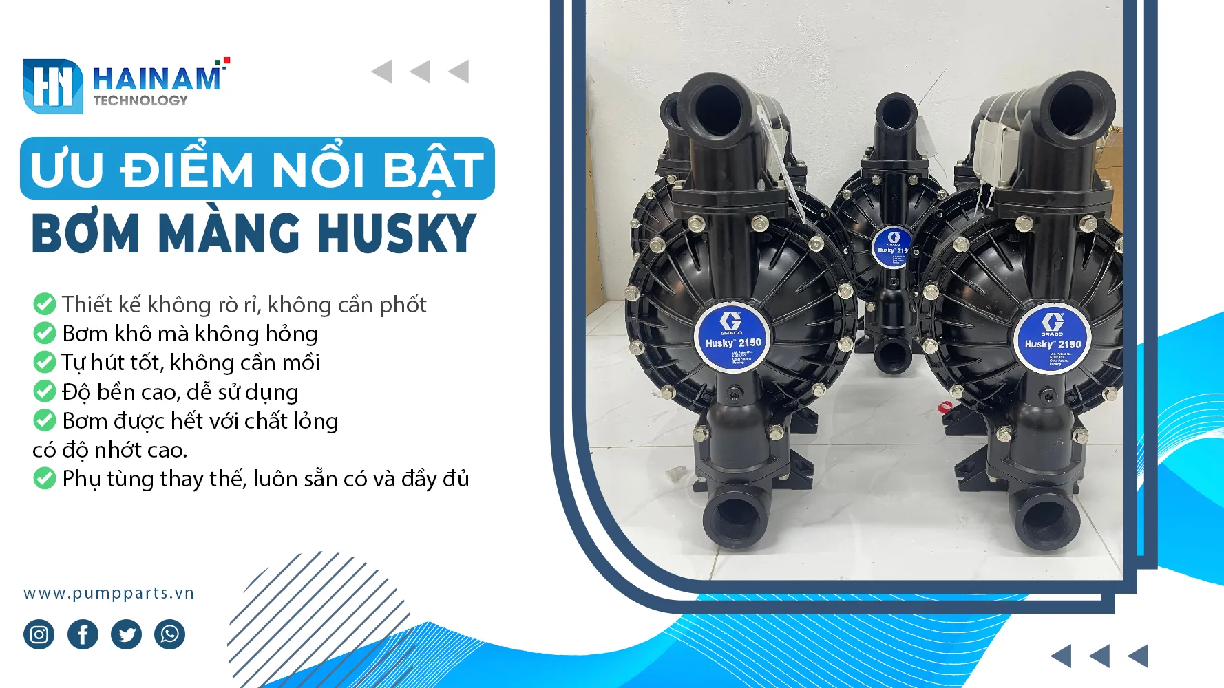 ưu điểm nổi bật bơm màng husky graco