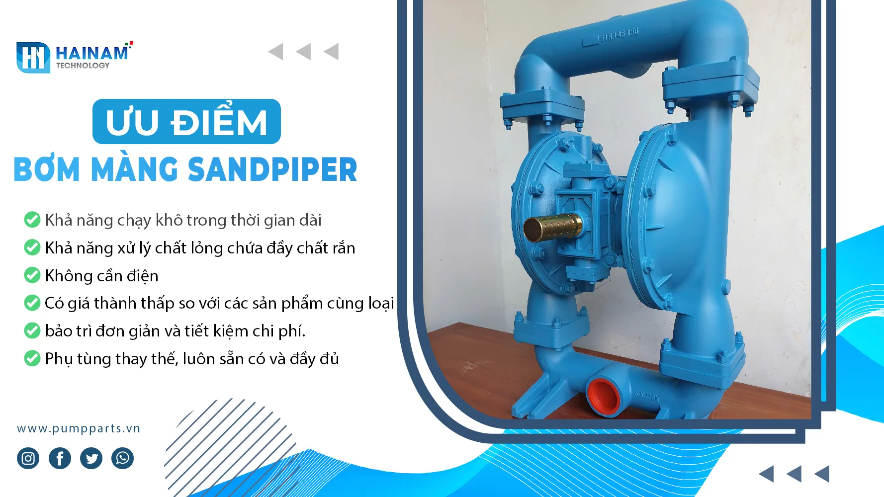 ưu điểm nổi bật bơm màng sandpiper